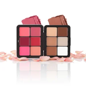 Highlighter Contouring All-in-One Long-lasting Natural Finish Blush Cream Blush Palette Ultra Pigmented 12-Color Makeup Palette
