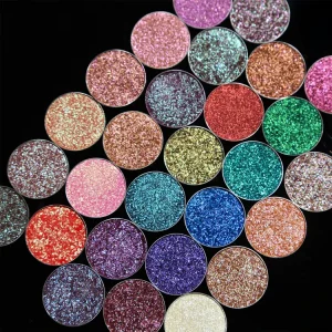 Highly Pigmented Diamond Pressed Pigments Holographic Eyeshadow Custom Metallic Sparkling Duochrome Eyeshadow