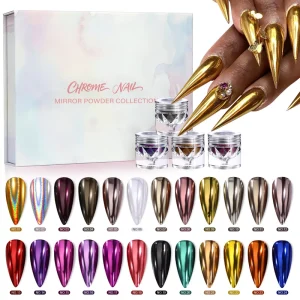 Holographic 64 Colors Sequin Chrome Mirror Effect Diamond Pattern 80-100 Pcs Nail Art Pigment Powder Shining