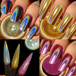 Holographic Laser Nail Powder Magic Mirror Chrome Glitter Rub Dust Flakes Shinning Manicure Decoration Pigment