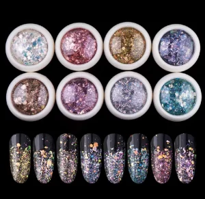 Holographic Nail Glitter Set Powder Nail Art Pigment DIY Flake Nail Art Decorations Dust Gel Manicure Pigment