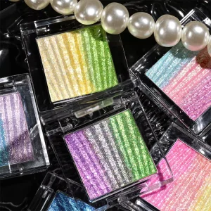 Hot Duochrome Sparkle Glitter Eye Shadow Color Shifting Rainbow Gradient Metallic Multichrome Eyeshadow Palette