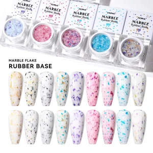 Hot Selling New Trend 9colors Collection High Pigment Top Quality Marble Flake Rubber Base Nail Gel Polish OEM Custom Logo