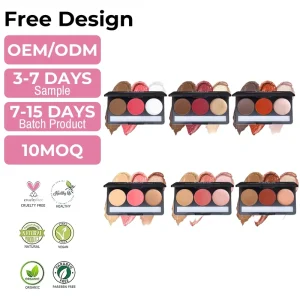 Hot selling OEM ODM Mineral Vitamin E High Pigment Waterproof Moisturizing Long lasting Contour Highlighter Blush Cream Palette