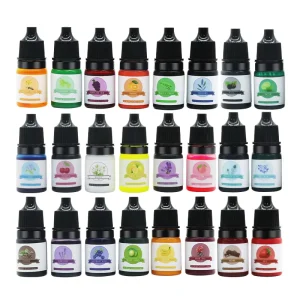 INTODIY 24 Color Pigment Versatile Art Alcohol Ink Set Color Concentrate Fluid Dye for Epoxy Resin Crafts