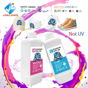 JINLONG CE Approved 1000ML White Premium DTF Transfer Ink White Color Pigment Ink for Fabric Inkjet Film Printing CMYKW Set