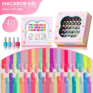JTING Exclusive Macaron Gel Polish Set 48 Colors Gel Nail Polish with Shade Card High Coverage HEMA TPO Free Private Label OEM