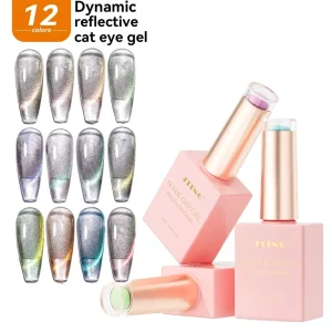 JTING Hot Popular 12Colors Dynamic Reflective Cat Eye Nail Gel Polish Set Diamond Glitter Magnetic OEM ODM Private Label