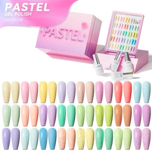 JTING Hot Selling Promotional High Quality Pastel Gel Polish Collection 24colors Cover Pigment Hema Free Gel Nail Polish Set Box