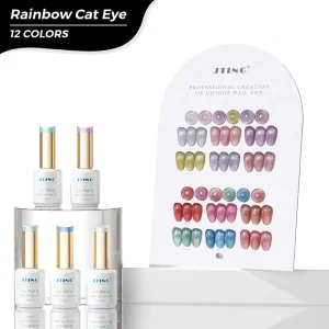 JTING New Trend 12colors Rainbow Cat Eye Gel Polish OEM ODM Cat Eye Gel Nail Polish Hema TPO Free Nail Art Supplies