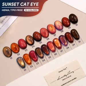 JTING Newest 10Colors Sunset Cat Eye Gel Polish 3D Magnetic Lens Sunset Gold Cat Eye Gel TPO Hema Free OEM ODM Gel Nail Polish