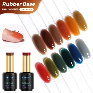 JTING Newest 12colors Fall Winter Rubber Base Gel Polish 2 in 1 Base Color Gel Nail Polish TPO Hema Free Uv Nail Gel OEM ODM