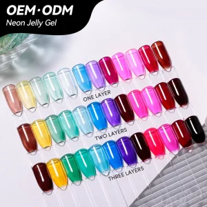 JTING Newest Design Jelly Transparent Neon Glaze Gel Nail Polish ODM OEM Free Custom Private Brand Professional Nail Supplier