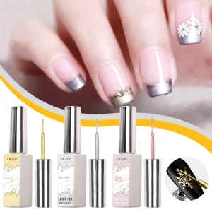Japanese Style Metallic Gel Nail Art Liner Polish Fine Glitter Waterproof Smudge Resistant DIY Friendly Free Formula FC45