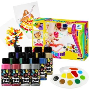 KHY 6 Colors OEM Kit Painting High Capacity Kid Children Safe Baby Liquid Acrylic Washable Non Toxic Finger Paint Set Canvas