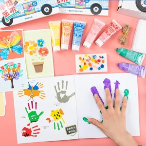 KHY Liquid Tempera Safe Baby for Kids With Apron Children Finger Washable Paint Set
