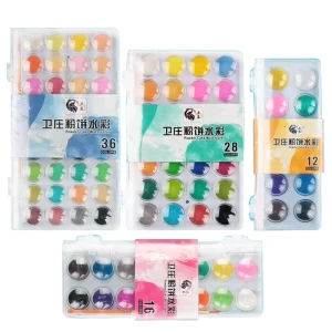 Kids’ Art Painting Set with Non-Toxic Solid Watercolor Gouache and Nylon Hair Brush