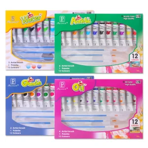 Kids DIY Watercolor Gouache Painting Set 12 Colors 12ml with Canvas Art