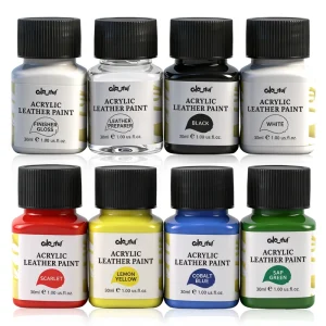 Leather Acrylic Paint Set 8 Colors 30ML for Shoes Bags and Sofa Repair Waterproof and Fade Resistant