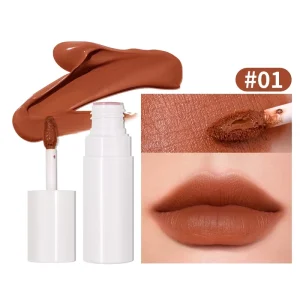 Long-Lasting High Pigment Waterproof Nude Velvet Lipstick with Lightweight Lip Mud Texture