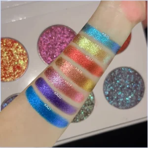 Low MOQ High Pigmented Pressed Glitter Eye Shadow Sparkle Bronze Diamond Silky Smooth Duochrome Eyeshadow Palette Private Label