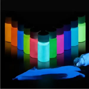 Luminous Powder Pigment in Dark Luminous Green Paint