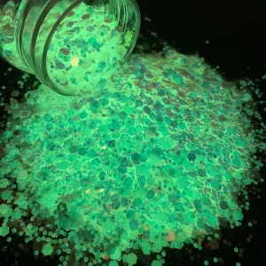 Luminous Solvent Resistant Loose Chunky Cosmetic Glitter Glow in Dark Glitter Mix for Nails Acrylic Powder Tumblers Resin Slime