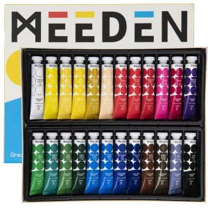 MEEDEN 24 Vibrant Colors 12ml Rich Pigment Non Toxic Water Based Gouache Paint Set Tubes Paints for Artist