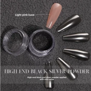 Magic Mirror Black Metallic Chrome Powder for Nail Art