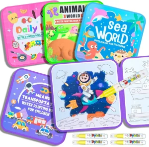 Magic Water Painting Book Set No-Mess Kids Painting Kit with Patterns for Toddlers