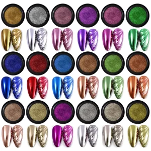 18 Colors Solid Magic Mirror Powder Nail Metallic Pigment Powder Decoration Nail Magic Mirror Powder