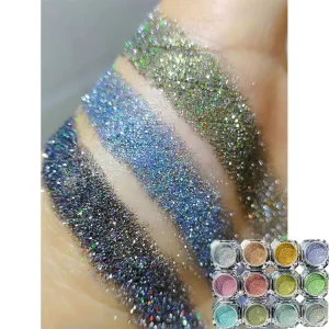 Mcess Diamond Effect Reflective Holographic Glitter Powder Fine Dust Pigment Inorganic Pigment for Shine Nail Art