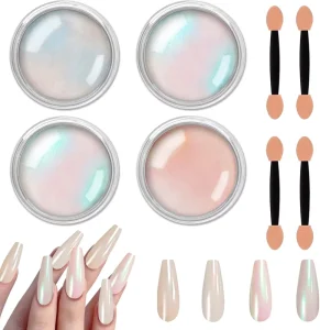 Mermaid Chrome Effect Chrome Nail Powder Gradient Pearl Shell Glitter Powder White Moonlight Pearl Powder Nail