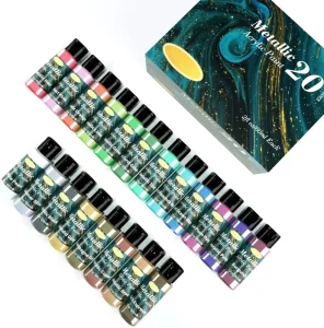 Metallic Acrylic Paint Set 24 Colors 59ml Non-Fading Non-Toxic Pigments for Canvas