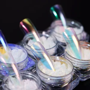 Metallic Chrome Nail Pigment Powder Dust Mirror Moonlight White Silver Aurora Pigment