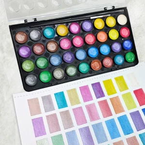 Metallic Solid Watercolor Paint Art Supplied Water Color Watercolor Paint Set with Paint Brushes in PP case Watercolor Pigment