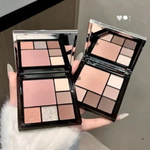 Mineral Eyeshadow Palette with Blush and Highlighter, Matte Shimmer Glitter Finishes