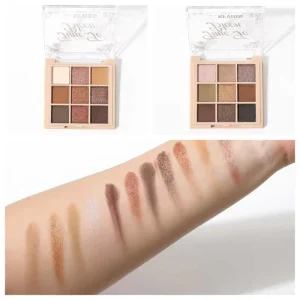 Mineral Makeup High-Pigment Matte Eyeshadow 9-Color Glitter Palette, 10g
