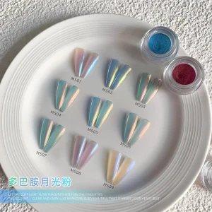Mirror Iridescent Aurora Chrome Nail Pigment Powder Pearl Glitter for UV Gel Nail Art