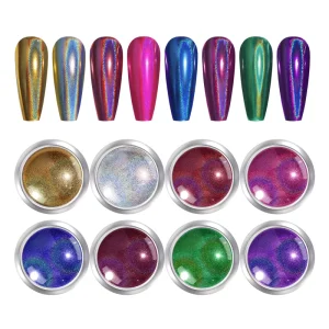 Misscheering Colorful Chrome Powder Nail Art Rubbing Glitter Mirror Effect Manicure Colorful Nail Art Metallic Pigment Dust