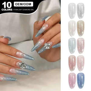 Missgooey 10colors Starlight Crushed Diamond Reflective Flash Gel Polish OEM Hema Free Glitter Sparkle Gel Nail Polish