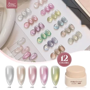 Missgooey 12 Colors Goddess Girl Glass Bead Cat Eye Nail Polish Magnetic Cat Eye Collection TPO Hema Free OEM ODM UV Gel Polish