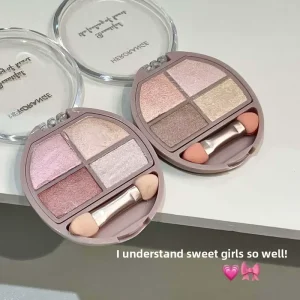 Misty Silkworm 4-Color Shimmer and Iridescent Glitter Eyeshadow Palette