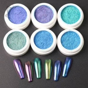Moon Light Chrome Magnetic Pigment Mirror-Effect 6-Color Nail Art Powder Set