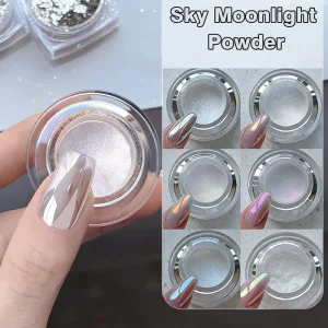 Moonlight Mirror Nail Powder Silver Fine Glitter Metallic Effect Pigment Gel Polish Chrome Holographic Nail Powder
