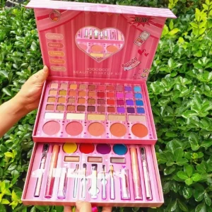 Multi-Functional Makeup Box with Eyeshadow, Lip Gloss, Blush, and High-Pigment Eyeshadow