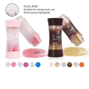 Multi Use Cosmetic Highlighter Powder Glossy Metallic Highlighter Powder Dual End Multi Use Shimmer Highlighter Powder