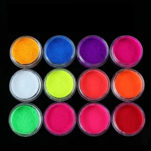 MyBeautyNails 12 Color Set Candy Sweet Colorful Powder Nails Pigments Dust 3D Diy Nail Art Neon Pigment Powder Nail