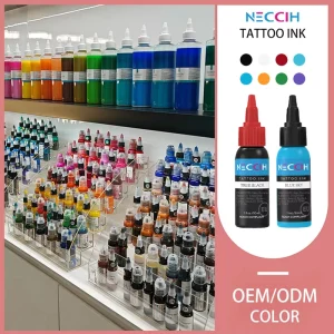 NECCIH Organic Pigments 14 Basic Colors Long Lasting Easy Coloring Tattoo Ink Professional Ink Triple Black Body Art Supplies
