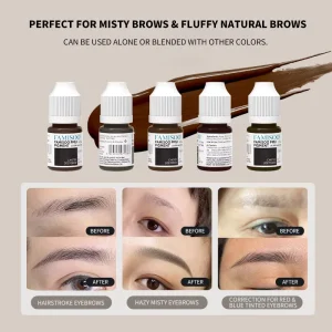 NUOJO OEM Liquid Eyebrow Tattoo Pigment Consistent Color for PMU Artists and Beginners 5ml Bottle Permanent Makeup Pigment